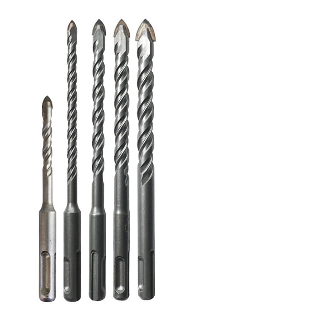 FUBESK Juego de 5 brocas SDS Plus de carburo para azulejos de cerámica, porcelana, 6 mm, 8 mm, 10 mm, 12 mm, grado industrial con 2 bordes de corte, piedra, granito, pared de hormigón