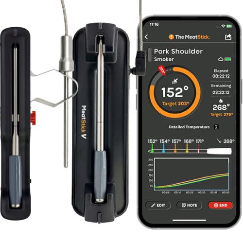 Image of MeatStick V Forge 2-Probe Set Wireless Meat Thermometer - WiFi BBQ Thermometer with Wired Grate-Level Ambient Probe, 5 Sensors, 50+ Hr Battery, 1200F, for Smokers & Pellet Grills