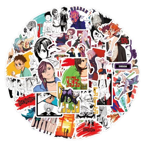 Canverlens DANDADAN Autocollants Pack 50 PCS | Autocollants pour Voiture, Ordinateur Portable, Bouteilles d'eau, Autocollants pour Adolescents Autocollants en Vinyle Mignons
