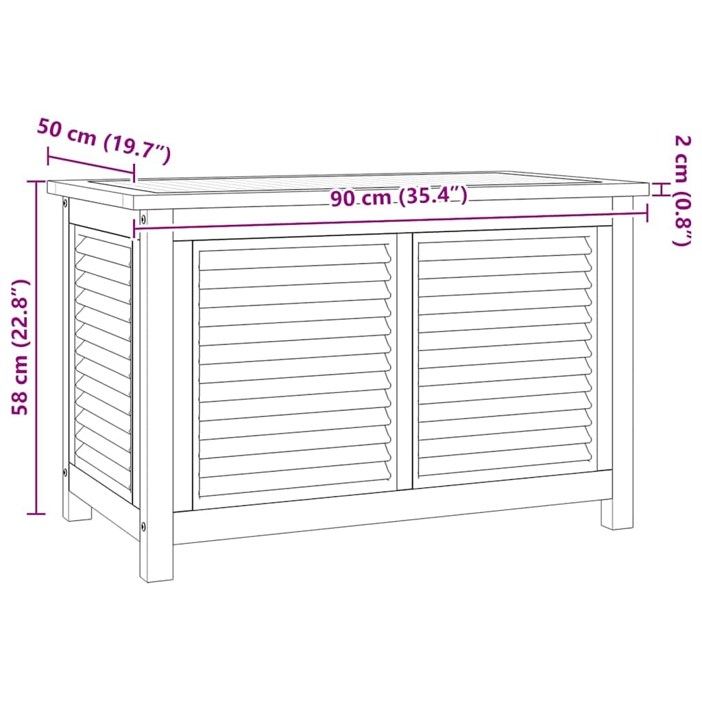 Fengshui Scatola da giardino in legno di teak, 90 x 50 x 58 cm, in legno | sacchetto in PE impermeabile, vernice a base d'acqua, molto spazio, istruzioni di montaggio incluse (lingua italiana non
