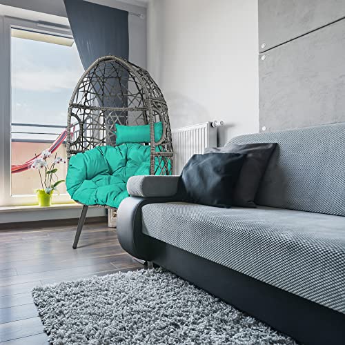Hopubuy Hammock Chair Egg Chair With Stand, Hanging Chair With Cushion And Pillow, Rattan Egg Swing Chair For Outdoor Indoor Bedroom, Porch, Balcony, Tree, Green (C-Stand Not Included) #TOP3