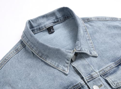 LZLER Mens Denim Jacket Stretchy Slim Fit Long Sleeve Jean Jacket for Men3