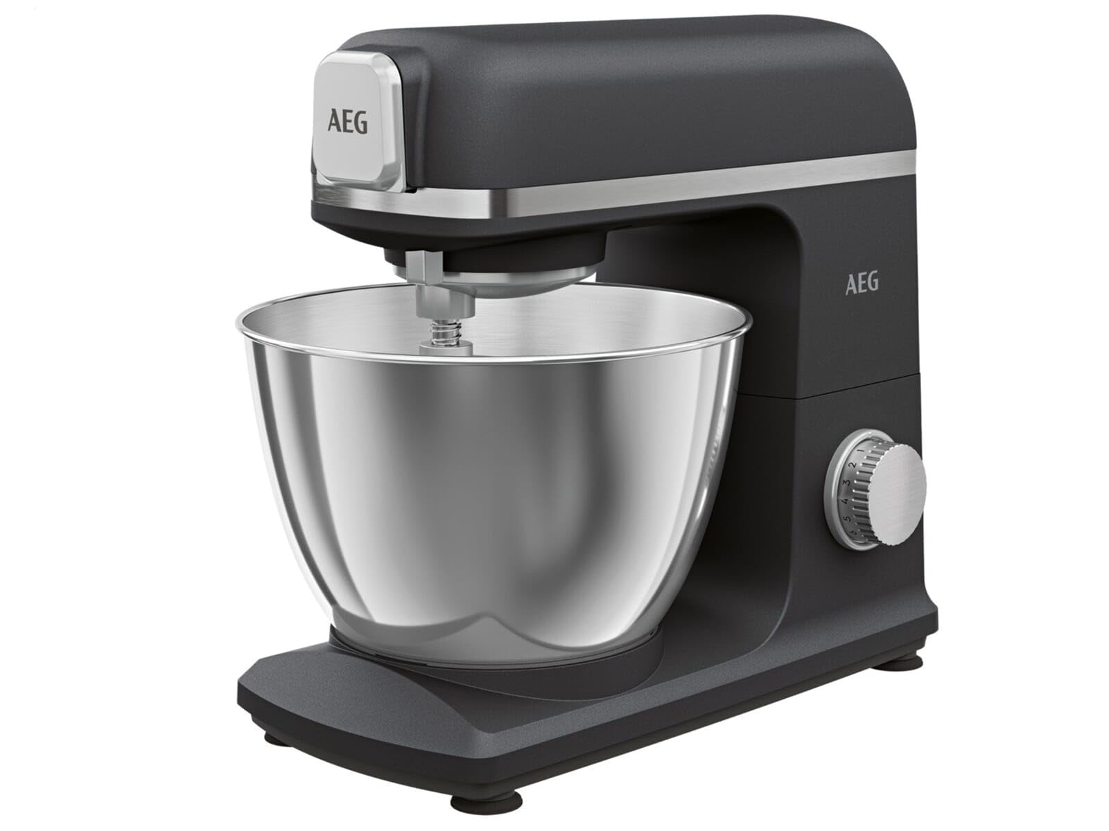 AEG KM5-1-4BPT Robot da cucina / + accessori / 1200 W / 6 velocità/funzione impulsi/agitatore planetario / 6,1 kg/alloggiamento in metallo/ciotola di miscelazione da 5 l/nero opaco