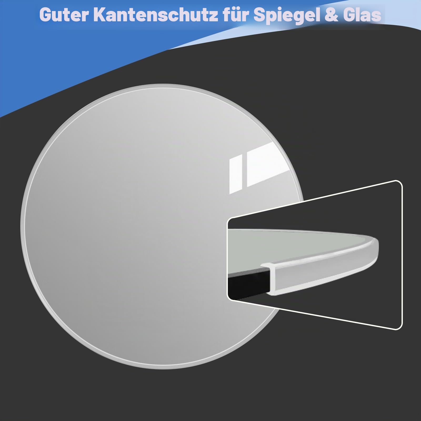 Kantenschutz aus Gummi, selbstklebender U-Profil-Kantenschutz für Sperrholz, Glas und Spiegel, flexibler U-förmiger Kantenschutz, passend für 5 mm (3/16 Zoll), Länge 6 m (20 Fuß), Transparent