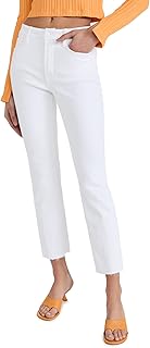 Women's Good Straight Raw Hem Jeans, White037, 15