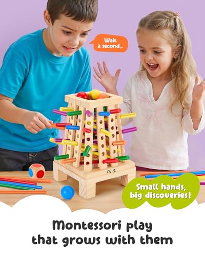 Montessori Wooden Board Game, 36 coloridos palitos para niños miniatura 6