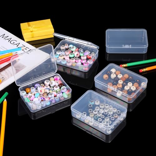 Image of 30 Pcs Clear Plastic Beads Storage Containers Box 4.1 x 3 x 1 InchSmall Clear Boxes with Hinged Lid Plastic Case Mini Square Arts Crafts Storage Organizers for Jewelry Beads Craft Supplies