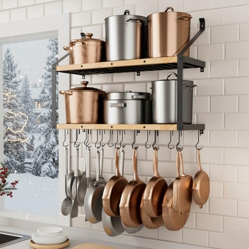 KES 132lb Heavy Duty Hanging Pot Rack Wall Mounted, 34