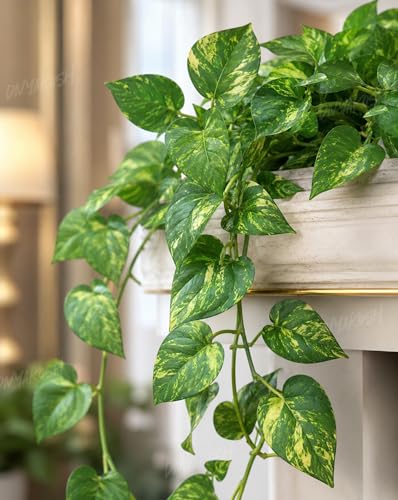 Image of Divyakosh Artificial Hanging Money Plant Creepers for Home Decor, 8 Silk Vines 6 FT, 240 Leaves, Hanging Plant, Decorative Leaves, Money Plant Artificial for Wall Door Balcony