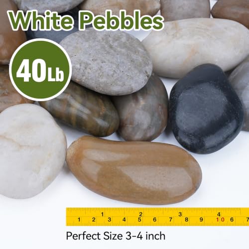 Image of Pulovin 40 lbs River Rocks for Landscaping, Plants, 3-4 Inch Polished Rocks | Decorative Garden Rocks Outdoor Landscaping, Large Polished Natural Stone for Walkways, Yard, Vases, Crafts