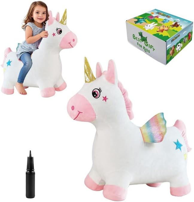 Unicorn Bouncy Horse Toys for 2 Year Old Girl, Inflatable Ultra T...