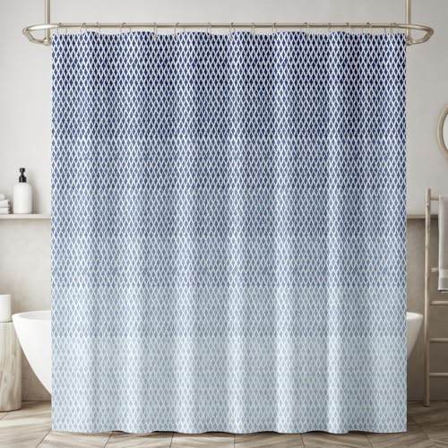 Image of Sassoon Occean Gradient Polyester Washable 1 Piece Printed Bathroom Shower Curtain with Hooks - 6.5ft