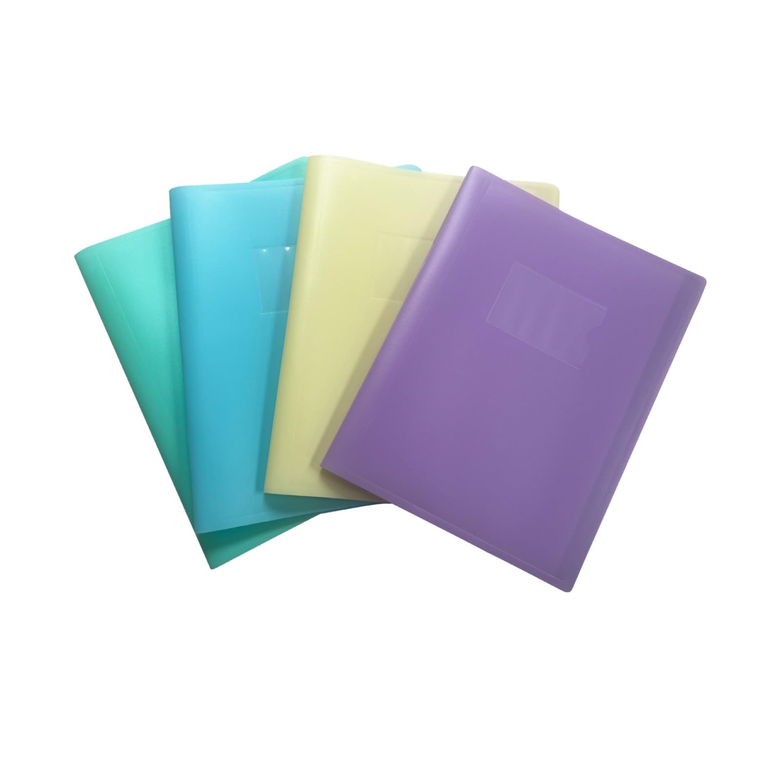 Janrax A4 Flexicover Display Book Pack of 4 – Assorted Pastel Colours (Blue, Green, Yellow & Purple) – 20 Pockets - for Office Project Presentation, School and University Assignment.