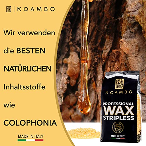 KOAMBO Brazilian Waxing Wax - Enthaarungswachs für Männer & Frauen - Intimbereich & empfindliche Haut - Niedriger Schmelzpunkt, Naturharz - Wachsperlen, in Italien hergestellt - Gelb, 1 kg - Image 8