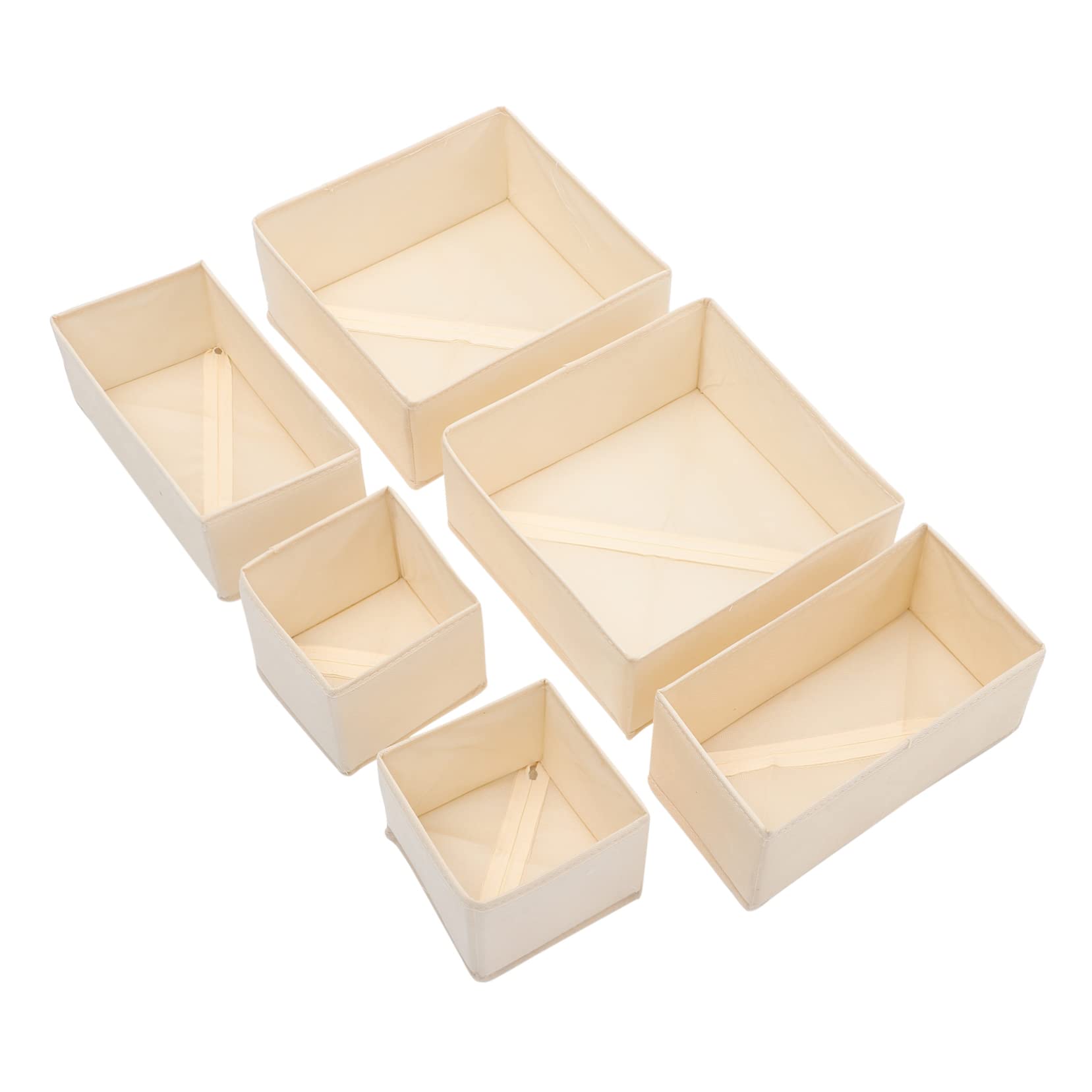 MAGICLULU Aufbewahrungsboxen Praktischer Schubladenorganizer Beige 6 Stück mit Reißverschluss Stabilem Pp Platten Rücken und Doppelt Feiner Naht für Unterwäsche und Socken