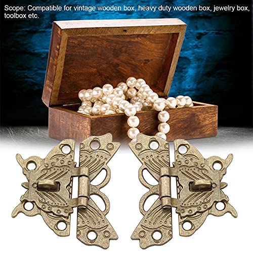 Image of Wooden Jewelry Box,Antique Retro Vintage Butterfly Shaped Decorative Hasp Pad Lock Metal Padlock for Cabinet Furniture Wooden Box