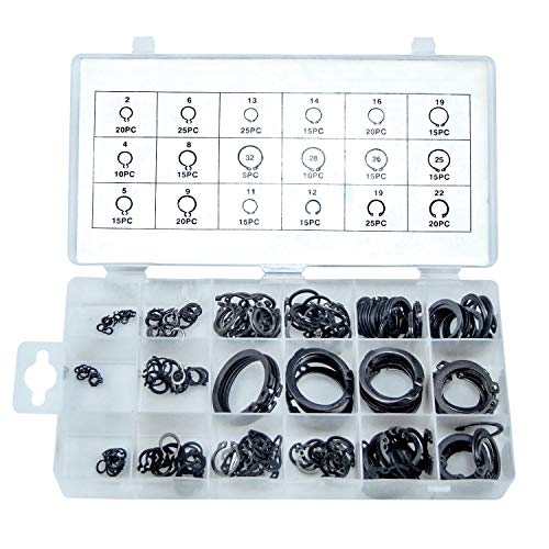 Hfs(R) Snap Ring Assortment, 300 Count | 18 Sizes (1/8" - 1-1/4") | Hardened Steel #TOP17