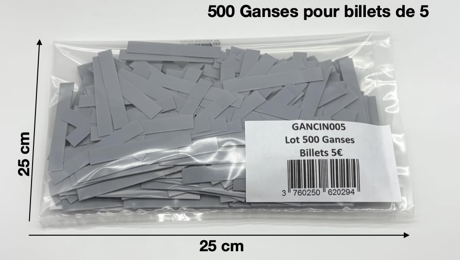 Image secondaire de Monetique GANCIN005 Paquet de 500 Ganses pour billets 5 euro