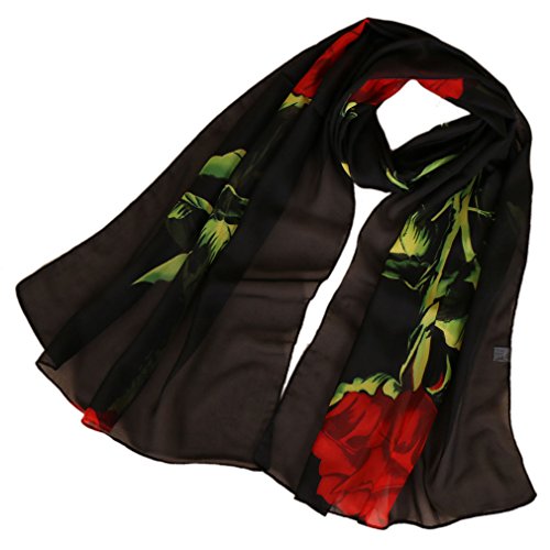 LMVERNA Chiffon Flower Scarf - Women's Floral Printed Shawls - Polka Dot Long Scarf Wrap