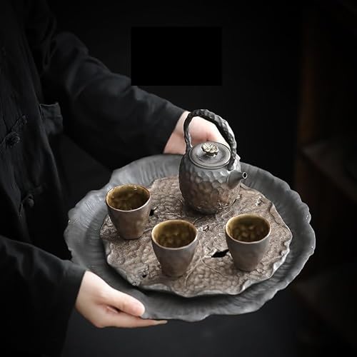 Taca Na Herbatę Kung Fu, Chińska Taca Na Herbatę, Okrągła Taca Z Odpływem, Ceramiczny Zestaw Do Herbaty Zen Kung Fu, Odpowiedni Dla Rodzin, Restauracji I Kawiarni, Taca Do Her