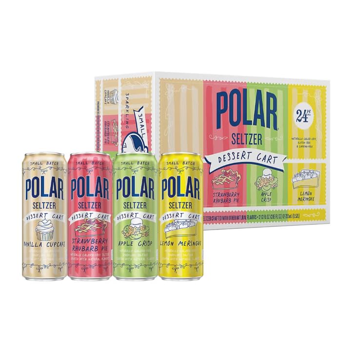 Polar Dessert Cart Variety Pack - Strawberry Rhubarb, Key Lime Pie, Lemon Cookie, Vanilla Cupcake Cans, 24 pk./12 fl. oz.