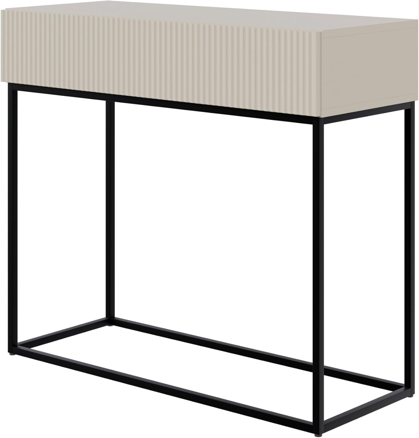Selsey Consola Recibidor Mesa De Consola con Cajón De Lamas Patas Negras 90 x 79 cm Beige Gris Veldio