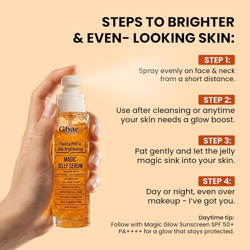 Image of Ghar Soaps Magic Jelly Mist Serum | India's First Jelly Mist Face Serum with Saffron, Niacinamide & Astaxanthin for Brightening, Even Skin Tone & Dark Spot Reduction | Lightweight, Non-Sticky, Quick Absorbing | For Men & Women - 100ml