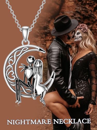 LILALO Nightmare Jewelry Sterling Silver Nightmare Necklace Skull Necklace Nightmare Gifts Heart Necklace Moon pendant Birthday Christmas Gifts for Women Wife Daughter Couple2