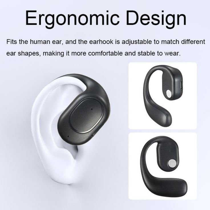 Image of Open-Ear Wireless Earphones | Bluetooth 5.3 Earbuds | Smart Sensor Motion Control | Comfortable Clip-On Design | Long Battery Life | Sweat-Resistant | Hands-Free Calling Earphones (Black)