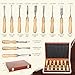 12 Pcs Wood Carving Tools Set with 60Cr-V Steel Blades & Premium Wooden Gift Box - Wood Chisel Sets for Woodworking Beginners and Professionals
