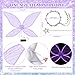 Janinka Light Up Fairy Wings for Adults, LED Butterfly Wings for Women Fairy Costume with Wreath Wand for Halloween Cosplay(Purple)