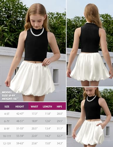 Image of Perfashion Girls Bubble Skirt Metallic Puff Balloon Cute Mini Skorts Dance Outfits with Shorts 4-13Y
