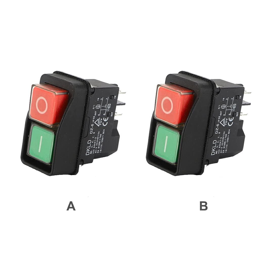 Botón pulsador DKLD DZ6 Protección contra sobrecarga Interruptor electromagnético a Prueba de Agua Rendimiento Estable Interruptores de Seguridad Licuadora, DKLD/DZ-6 Cinco Patas
