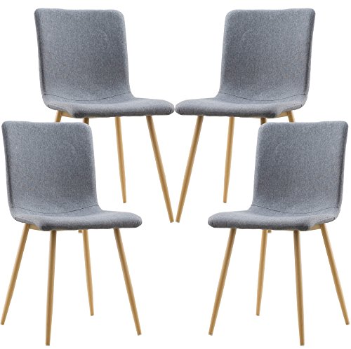 Poly and Bark Wadsworth Dining Chair with Natural Legs in Gray (Set of 4)