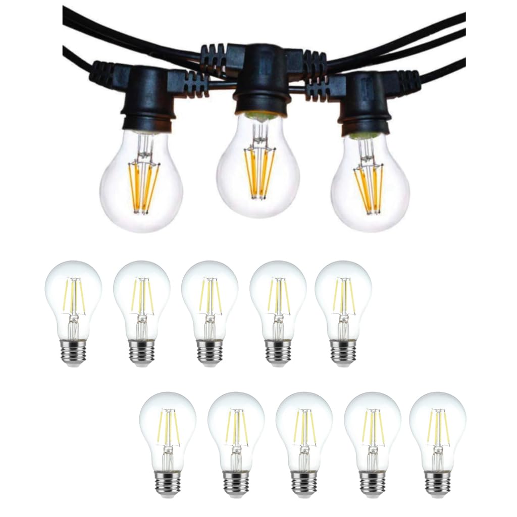 Luci Per Gazebo Catena Catenaria Luminosa 10 Metri - Bianca, Per 10 Lampadine LED E27, IP65 Catena Luminosa Esterno 10 Metri - Foto 6