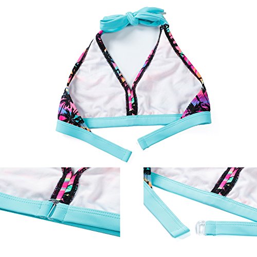 Dayu Girl's Coconut Grove Print Halter Bikini Set Two Piece Swimsuit Size 6-163