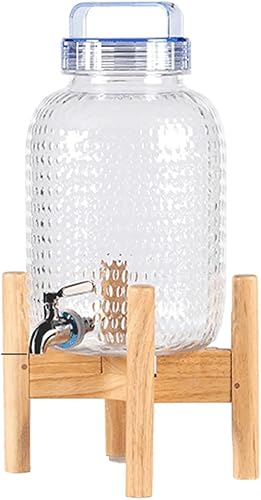 Miniatura 8 de Drink Dispenser Beverage Dispenser Cold Drink Dispencer WWooden Stand and Spigot Round Water Container for Iced Tea Kombucha Sangria Lemonade Use
