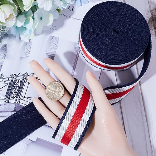 GORGECRAFT 5m Tricolor Ribbon Cotton Webbing Strap Black White and Red Stripe Grosgrain Ribbon Double Face Polyester Colorful Ribbon for Crafts DIY Gift Package Wrapping Clothing Accessories - Image 3