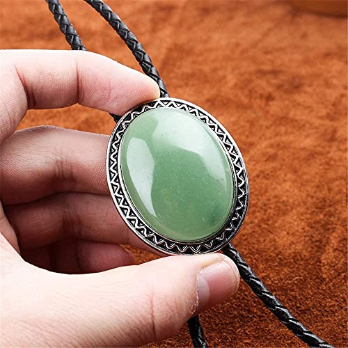 Image of Turquoise Agate Granite BOLO Tie for Men Women Leather Wedding Necklace Western Cowboy Necktie