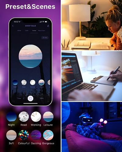 Smart Light Bulb, B22 Bayonet Led Bulb with Colour Changing Light, Compatible with Echo Alexa, Google Home, 9W 940lm RGBCW Bluetooth &WiFi 2.4GHz, Pack of 2 (No Hub Required) - Image 6