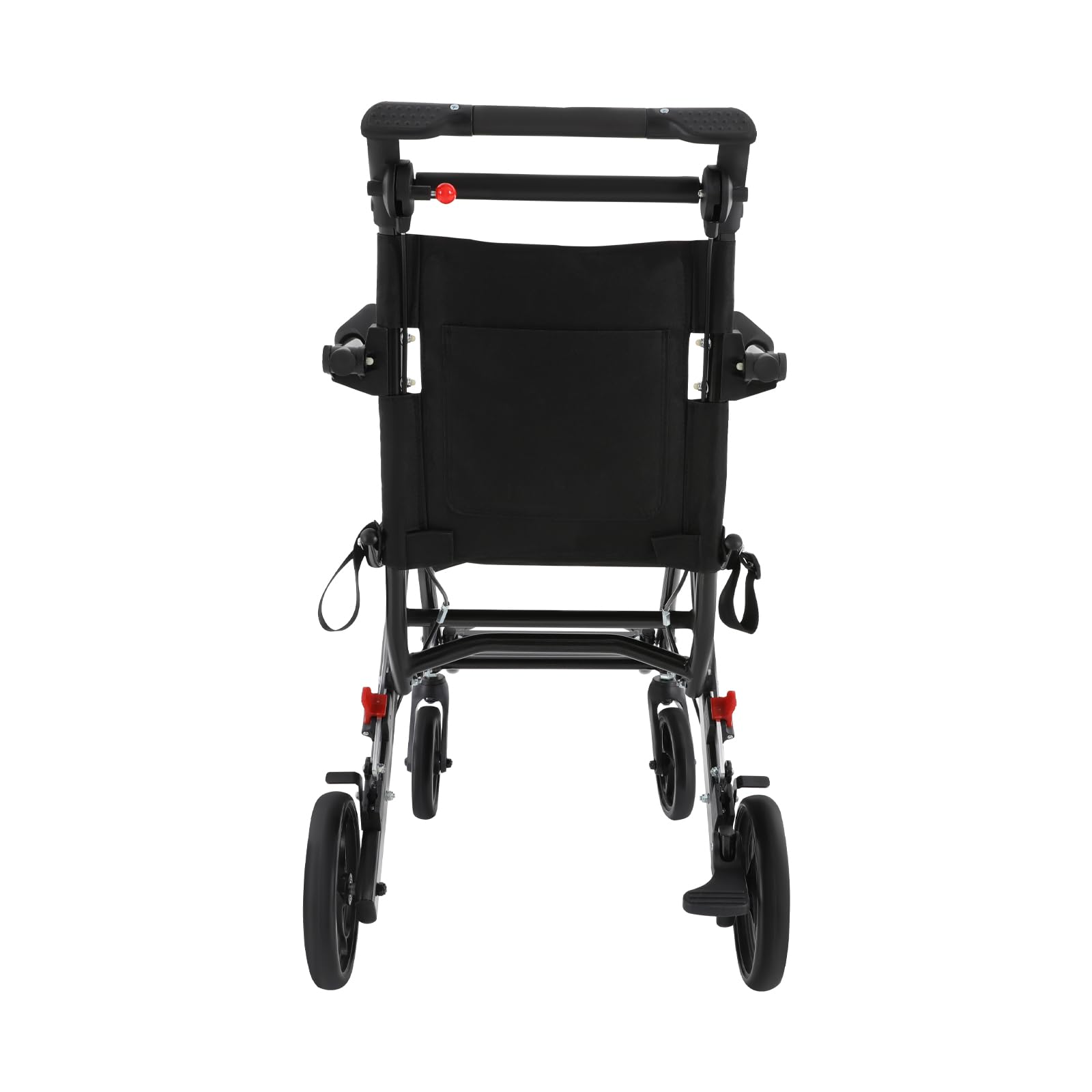 Czarne lekkie krzesło transportowe dla dorosłych, składany wózek inwalidzki transportowy z torbą do przechowywania, dla rodzin, domów opieki i szpitali, 84 x 48 x 89 cm