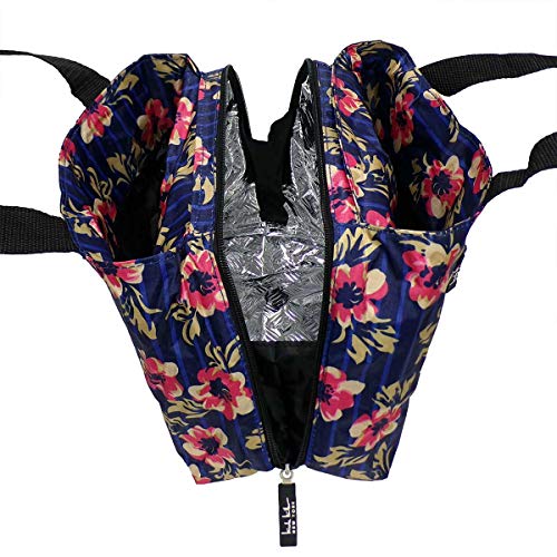 Nicole Miller of New York Insulated Lunch Cooler 11" Lunch Tote (Flower Navy)