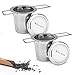 Winzwon Teesieb, Teefilter mit Deckel, Abtropfschale, 304 Edelstahl TeeSieb für losen Tee, Premium Sieb, Faltbare Griffgestaltung Passend für die Meisten Tee-Tassen und Tee-Schalen (Pack of 2)