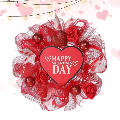 Corona de puerta para el día de San Valentín, corona de rosas artificiales navideñas, decoración romántica del hogar, decoración de corona del día de San Valentín, corona colgante de vacaciones,