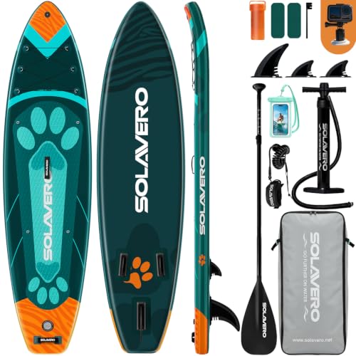 SOLAVERO 10'6" Inflatable Stand Up Paddle Board for Adults Supports 450LB