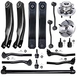 Detroit Axle - 17pc Front End Suspension Kit for Jeep Grand Cherokee 1999 2000 2001 2002 2003 2004, 2 Wheel Bearing Hubs 4 Control Arms 4 Ball Joints 4 Tie Rods 2 Sway Bars 1 Sleeves Replacement