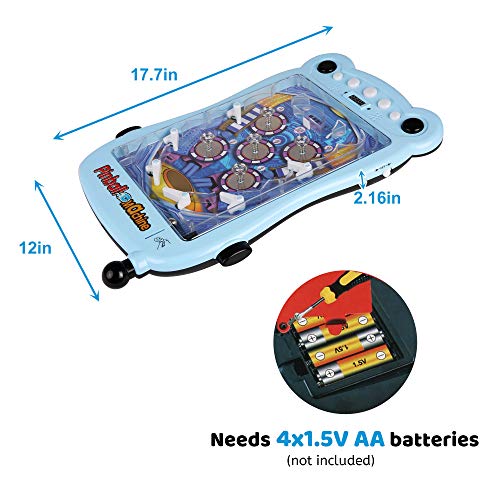 Vilobos Mini Pinball Toy for Kids Electronic Pinball Machine Table Entertainment with Light and Music Parent-Child Puzzle Game for Boys and Girls, Blue