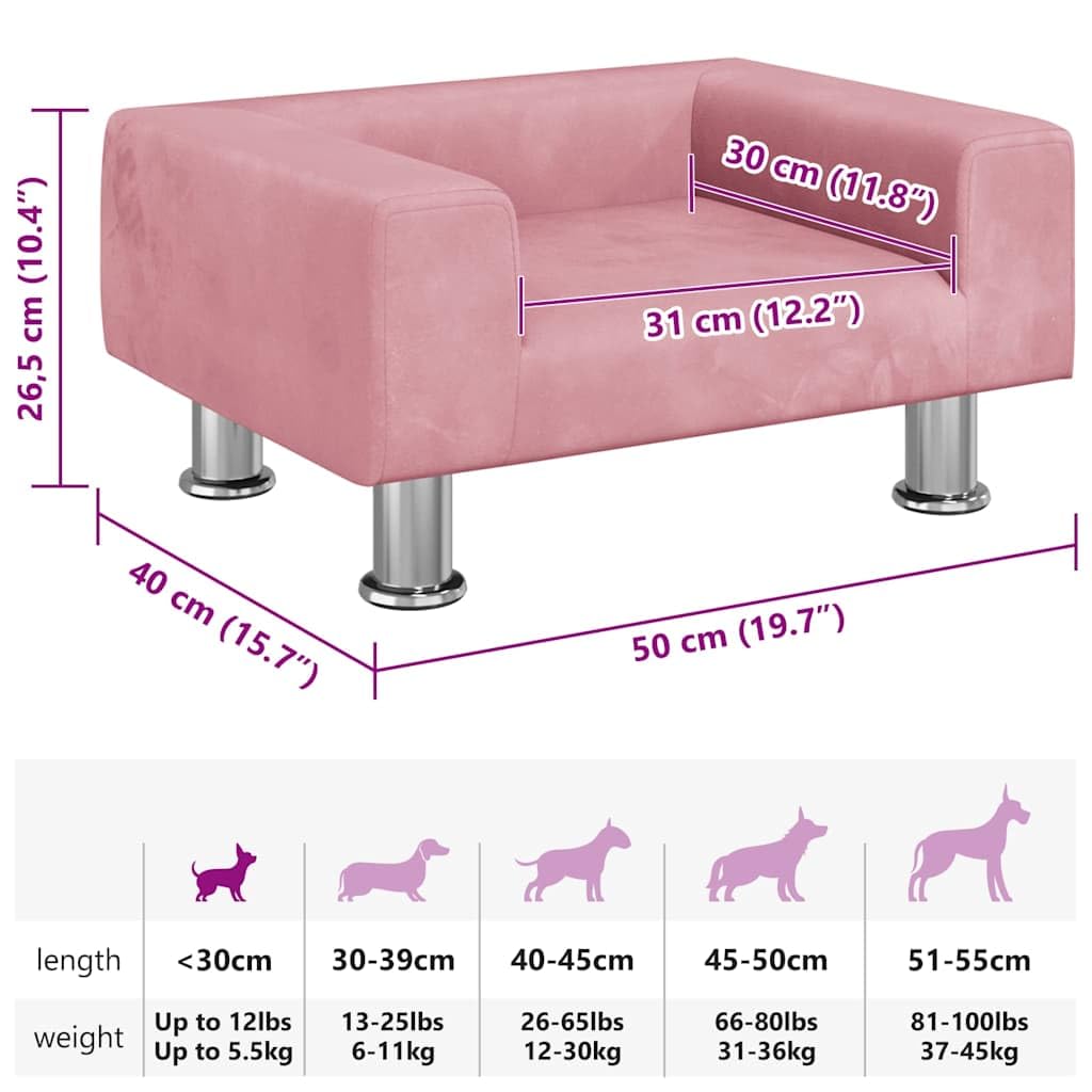 Cuccia per cani rosa, 50 x 40 x 26,5 cm, in velluto con memory foam, antiscivolo e rimovibile, morbido cuscino per animali domestici, simile a un cestino, delicato sulle articolazioni, per