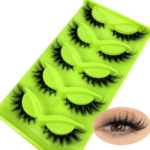HBZGTLAD New 3D Cat-Eye Mink Eyelashes Curled Winged Natural Realistic Messy End Eye Elongated Thick False Eyelashes Soft Fake Eyelashes (MF-6)