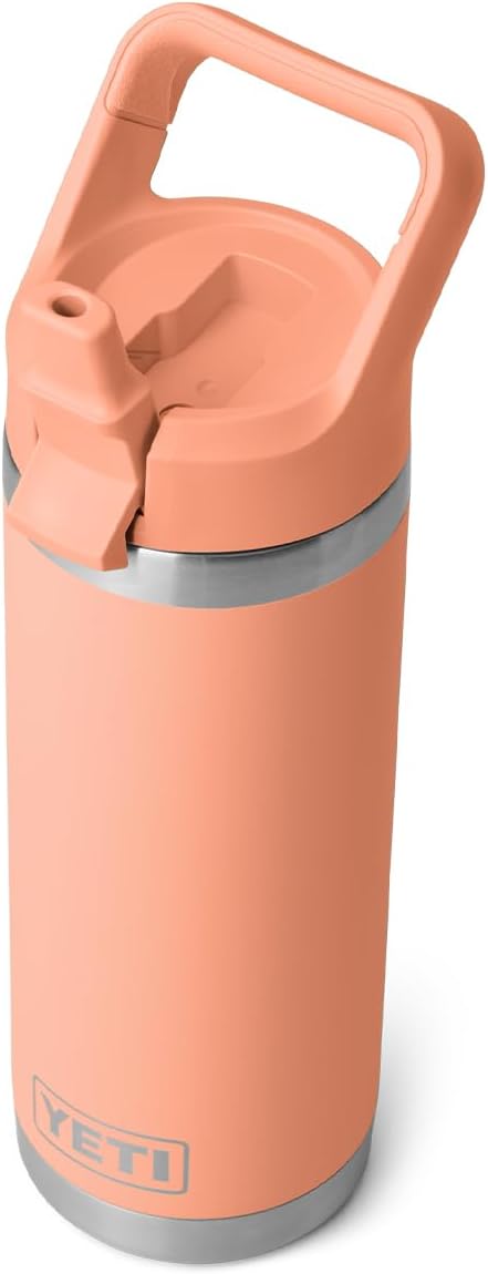 YETI Rambler 18oz Bottle Vacuum Insulated Stainless Steel Color Matching Straw Cap Low Country Peach